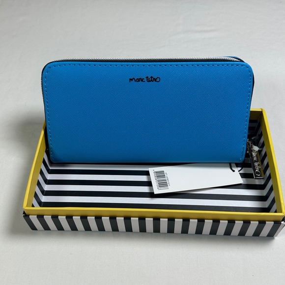 Marc Tetro Schnauzer Dog Zip Around Wallet Clutch Blue New With Tags Gift Box - Picture 6 of 6